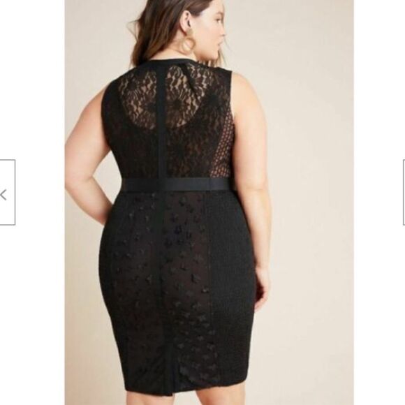 New Byron Lars Beauty Mark Black Floral Applique Lace Sheath Gisella Size 22 - Picture 6 of 16